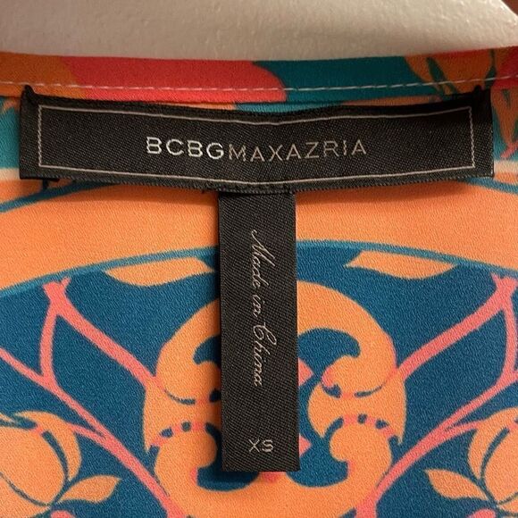 Bgbgmaxazria Iness Boho Kaftan Printed Mini Knee Length Dress Pink Blue XS - Picture 11 of 13